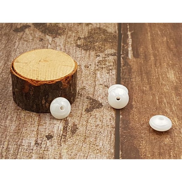 10 Perles Lentilles En Silicone 12mm Couleur Blanc Métallique - Photo n°1