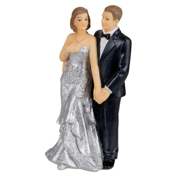 Figurine Couple Marié depuis 25 ans, hauteur 11 cm, Anniversaire de Mariage des Noces d'argent, anci - Photo n°2