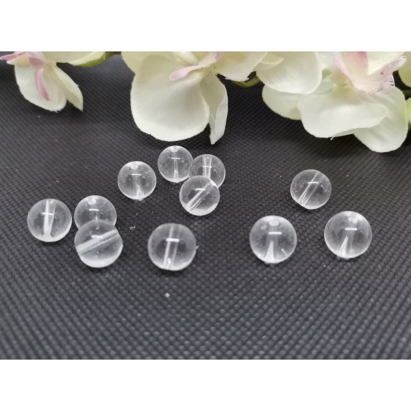 Perles en verre 10 mm transparente x 10 - Photo n°2