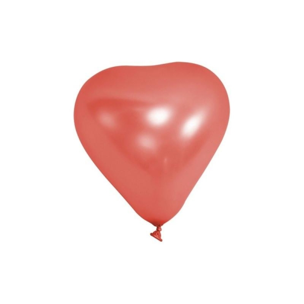 Lot de 10 Ballons de baudruche en latex métallisé Rouge, Coeur, Diamètre 20 cm - Photo n°1