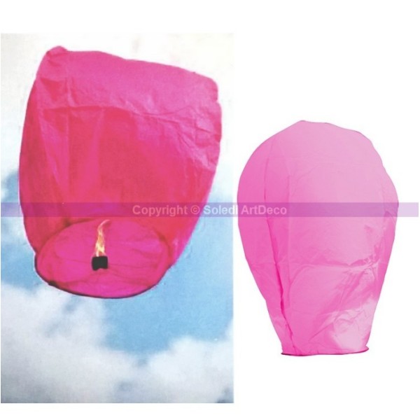 Lanterne volante rose fuchsia, 85 cm, papier coton écologique ignifugé, montgolfière céleste - Photo n°2