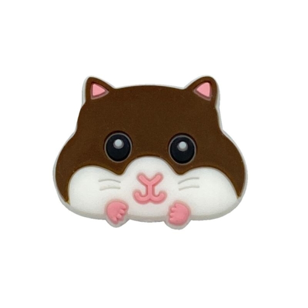 Perle Silicone Hamster Marron 30mm x 24mm, Creation bijoux - Photo n°1