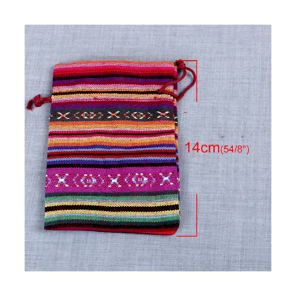 PS110099977 PAX 4 Sachets Pochettes cadeau Tissu Ethnique Multicolores 14 par 10 cm - Photo n°2