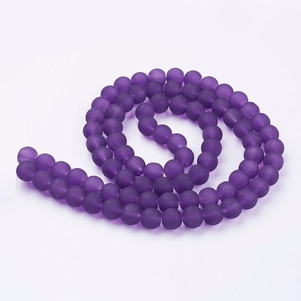 Perles en verre givré 10 mm violet indigo x 10 - Photo n°1