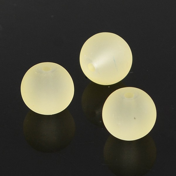 Perles en verre givré 10 mm beige x 10 - Photo n°1
