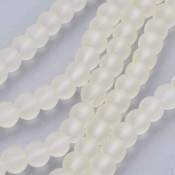 Perles en verre givré 6 mm beige x 25 - Photo n°2
