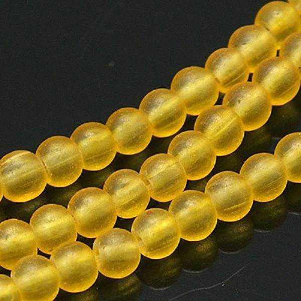Perles en verre givré 6 mm jaune x 25 - Photo n°1