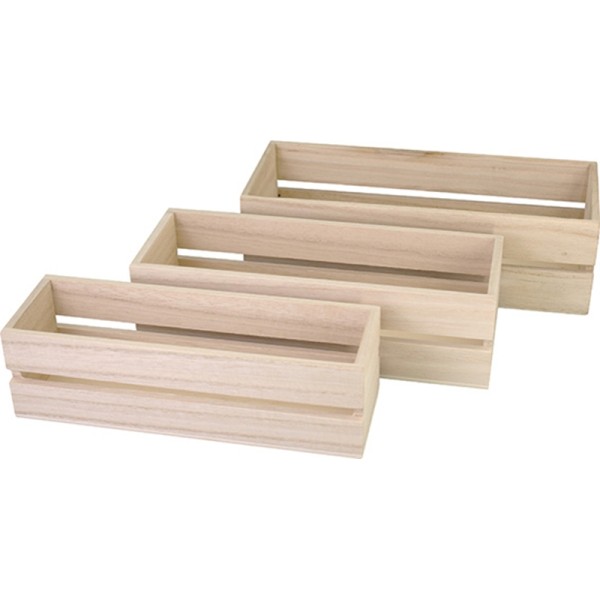 Boîte en bois, rectangulaire, kit de 3 - Photo n°1