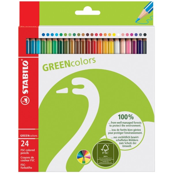 Crayon de couleur GREENcolors, étui carton de 24 - Photo n°1
