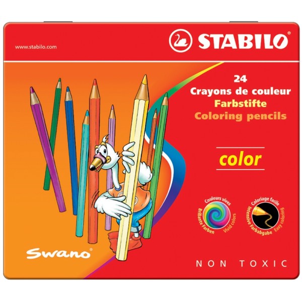 Crayon de couleur color, hexagonal, étui métallique de 24 - Photo n°1