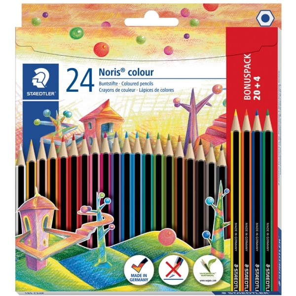 Crayon de couleur Noris Colour, étui carton de 24 - Photo n°1