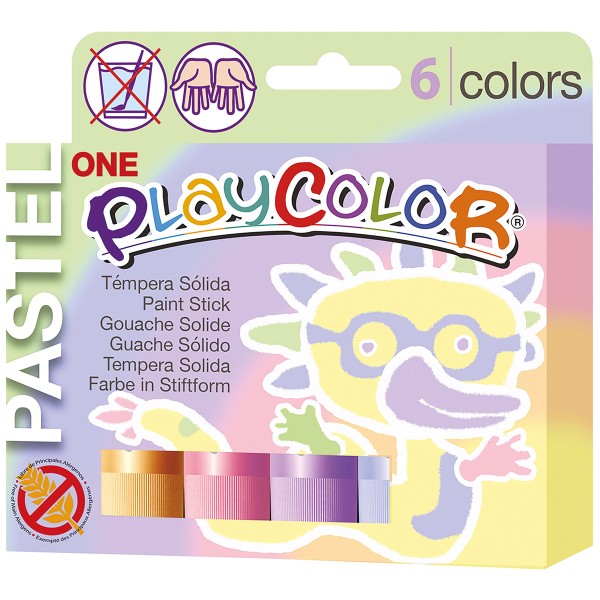 Sticks de gouache solide Playcolor - Coloris pastel - 6 pcs - Photo n°1