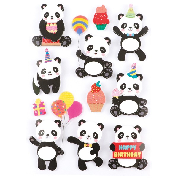 Stickers 3D - Panda - 11 pcs - Photo n°1