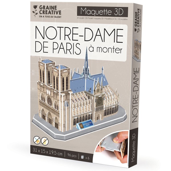 Puzzle 3D maquette - Notre Dame de Paris - 31 x 15 x 19,5 cm - Photo n°3