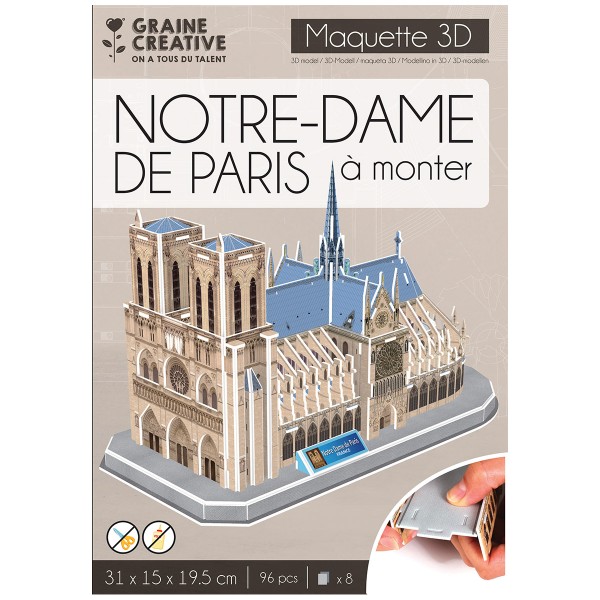 Puzzle 3D maquette - Notre Dame de Paris - 31 x 15 x 19,5 cm - Photo n°1