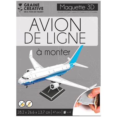 Puzzle 3D maquette - Avion de ligne - 28,2 x 26,6 x 13,7 cm