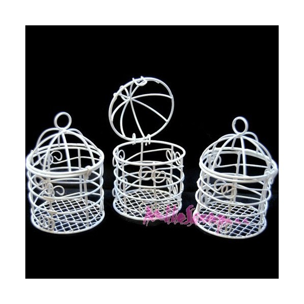 Cages mariage décoration métal blanc - 3 pièces - Photo n°1