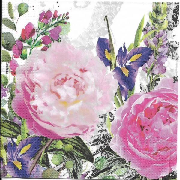4 Serviettes en papier Jardin des roses Format Lunch Decoupage Decopatch 133-3996 PPD - Photo n°2
