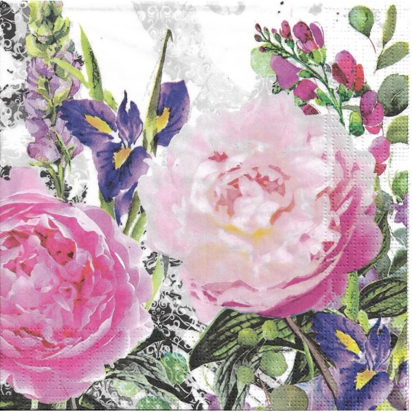 4 Serviettes en papier Jardin des roses Format Lunch Decoupage Decopatch 133-3996 PPD - Photo n°1