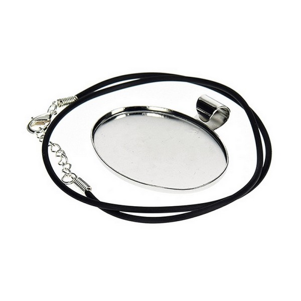Support de collier Ovale avec ras du cou Noir, dim. 4,8 x 3,7 cm, pour émaillage - Photo n°1