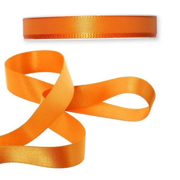 Ruban simple en satin Orange, 15 mm, longueur 20 m, rouleau décoratif - Photo n°1