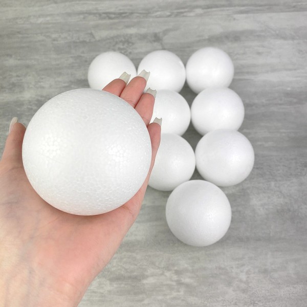 Gros Lot 100 boules pleines, Diam. 7 cm en polystyrène, Sphères Styropor blanc densité pro - Photo n°3