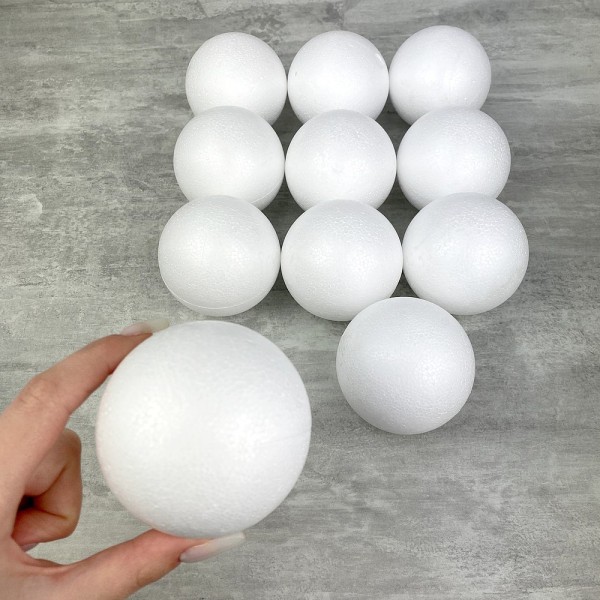 Gros Lot 100 boules pleines, Diam. 7 cm en polystyrène, Sphères Styropor blanc densité pro - Photo n°4