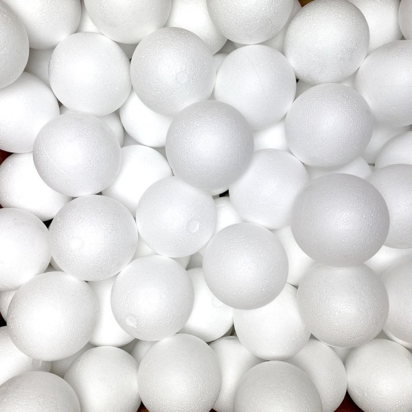 Gros Lot 100 boules pleines, Diam. 7 cm en polystyrène, Sphères Styropor blanc densité pro - Photo n°1