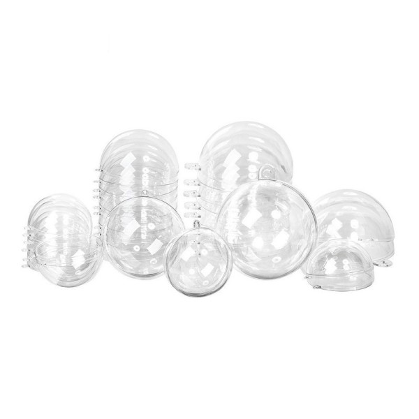 Lot 18 Boules en Plastique transparent séparable, 3 tailles 8, 10 et 12 cm, Contenant alimentaire - Photo n°1