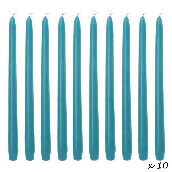 10 Bougies Turquoise Chandelier 25 cm, Bougie flambeau, diam. de base 2,2cm - Photo n°2