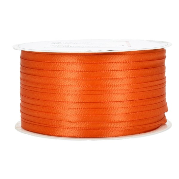 Ruban double en satin Orange, largeur 3 mm, longueur 35 m, 100% Polyester - Photo n°1