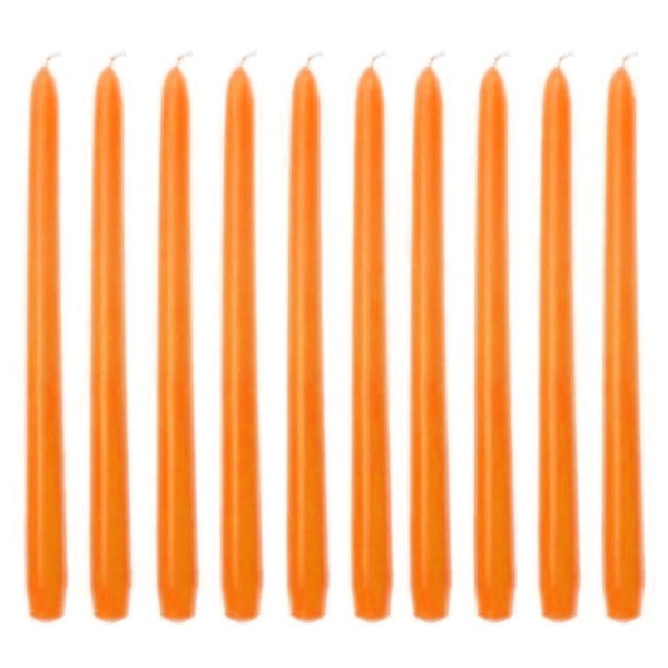 10 Bougies Orange Chandelier 25 cm, Bougie flambeau, diam. de base 2,2cm - Photo n°1