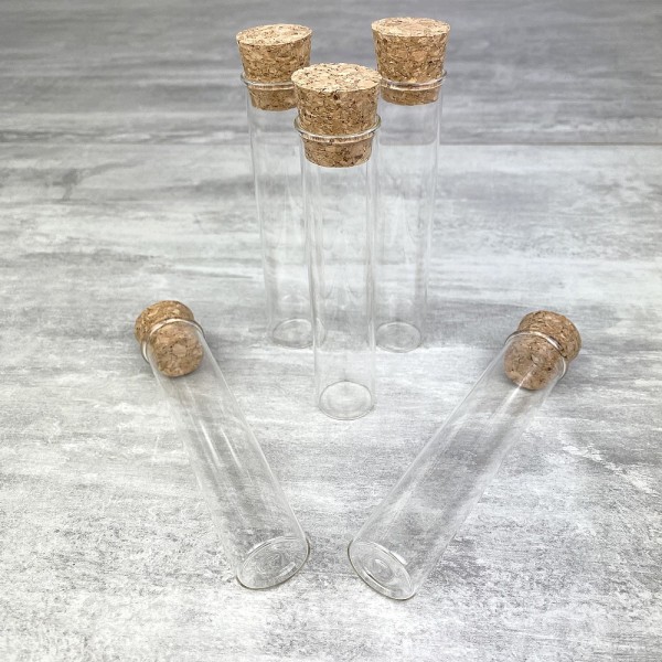 Tubes à essai en verre avec bouchon en liège VIDE - tubes 4 pièces