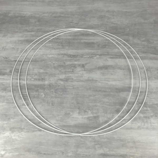 Gros lot 3 Grands Cercles métalliques blanc Ø 70 cm pour abat-jour, Anneaux epoxy Attrape rêves - Photo n°1