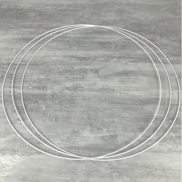Gros lot 3 Grands Cercles métalliques blanc diam. 90 cm pour abat-jour, Anneaux epoxy Attrape rêves - Photo n°1