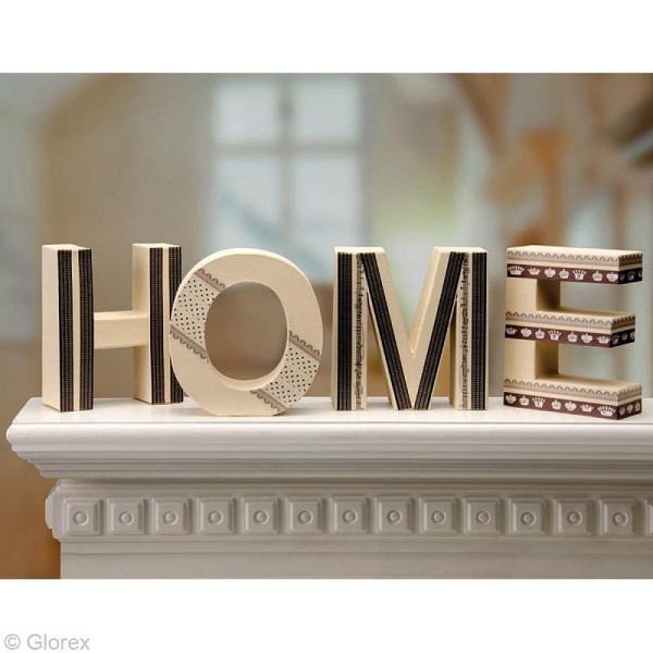 Décoration HOME en papier maché, dim. 59 x 17,5 x 5,5 cm, Lettres 3D à customiser - Photo n°4