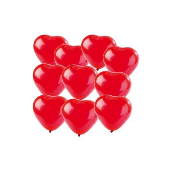 Lot de 10 Ballons de baudruche en latex Rouge, Forme Coeur, Ø 15 cm - Photo n°2