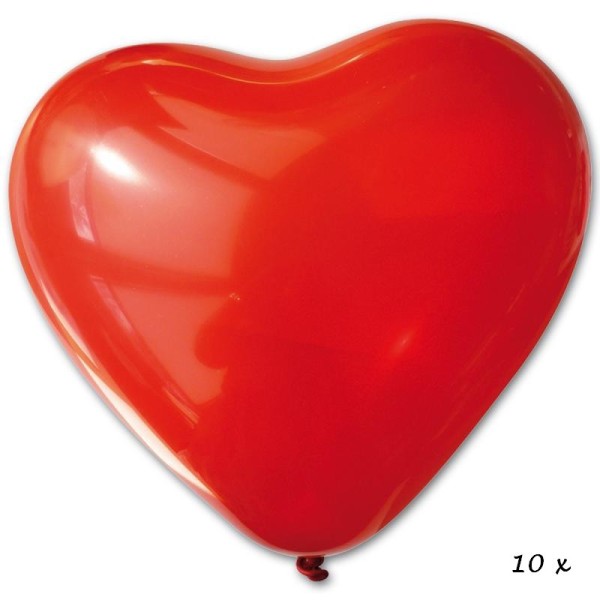 Lot de 10 Ballons de baudruche en latex Rouge, Forme Coeur, Ø 15 cm - Photo n°1