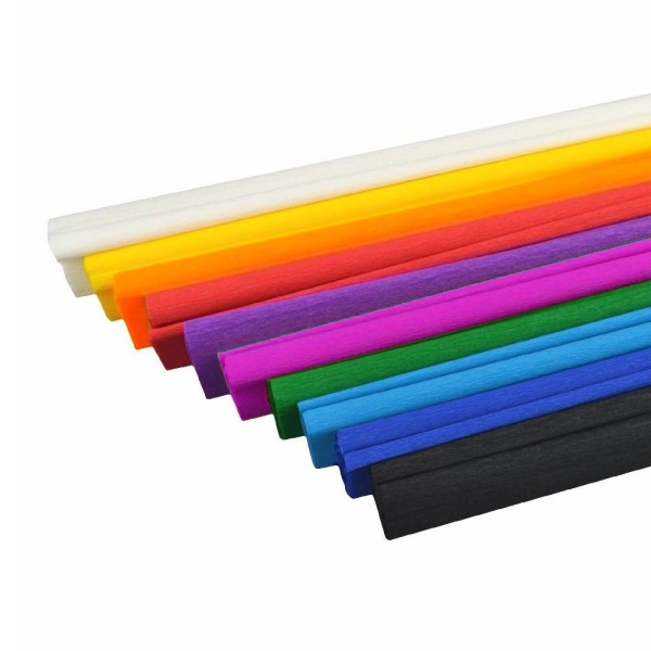 Lot de 10 Rouleaux de Papier crépon Multicolore, 50 cm x 250 cm, 31 g/ m² - Photo n°1