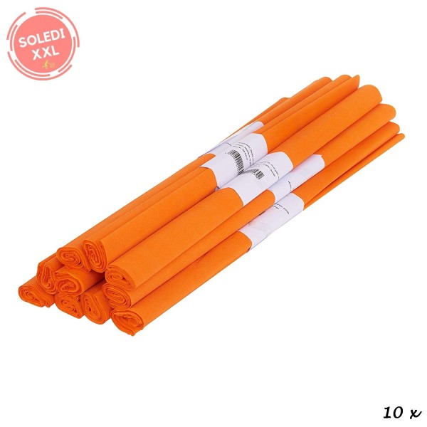 Lot de 10 Rouleaux de Papier crépon Orange, 50 cm x 250 cm, 31 g/ m² - Photo n°1