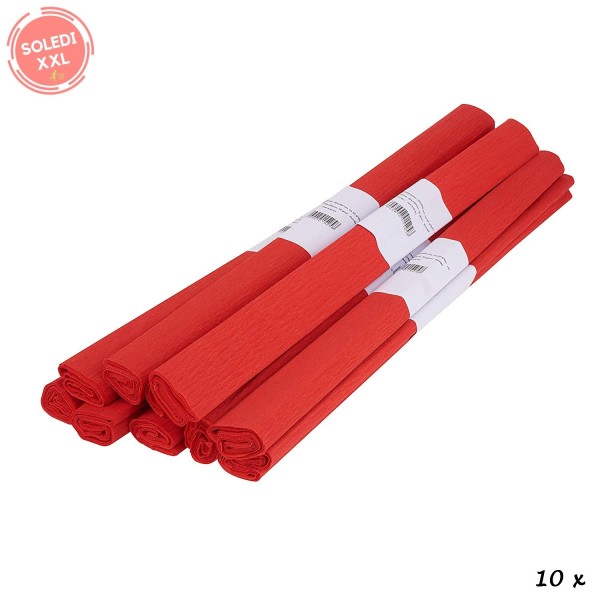 Lot de 10 Rouleaux de Papier crépon Rouge, 50 cm x 250 cm, 31 g/ m² - Photo n°2
