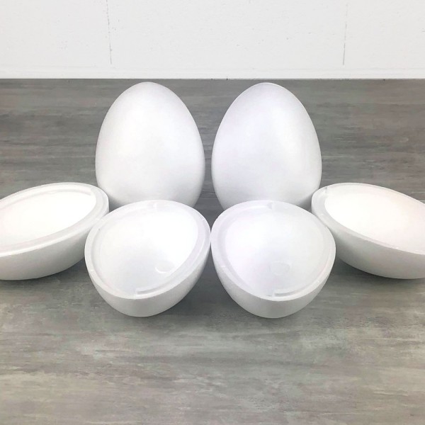 Lot de 4 Oeufs polystyrène de 16 cm de haut, Séparables, Styropor blanc densité supérieure - Photo n°1
