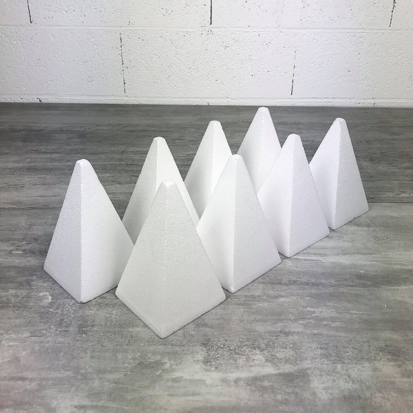 Lot de 8 Pyramides 4 faces de 15 cm de haut, polystyrène pro haute densité, 25 kg/ m3 - Photo n°1