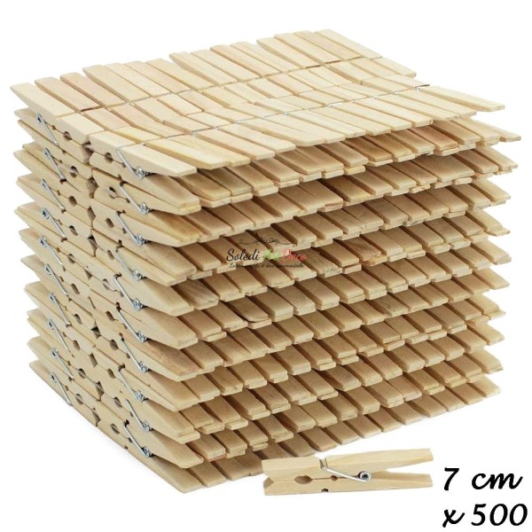 Gros lot 500 Pinces à linge en bois brut, long. 7 cm, larg. 1 cm, à customiser - Photo n°2