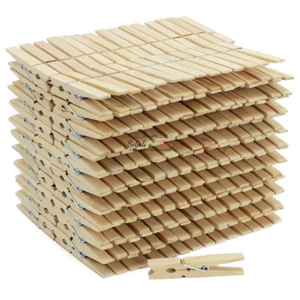 Gros lot 500 Pinces à linge en bois brut, long. 7 cm, larg. 1 cm, à customiser - Photo n°1