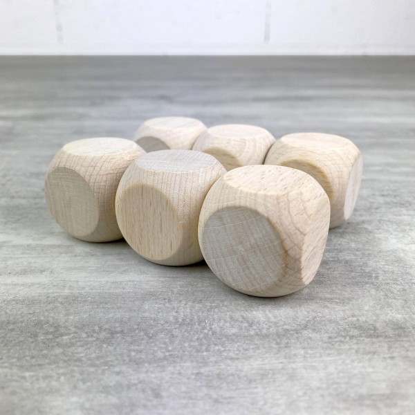 Lot de 6 Cubes en bois de hêtre, 3 cm, non traité, blanchi, dés de 30 mm à customiser - Photo n°2