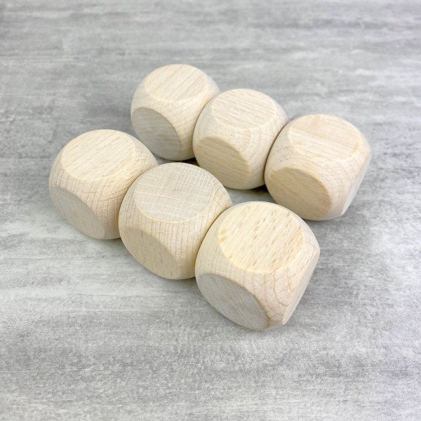Lot de 6 Cubes en bois de hêtre, 3 cm, non traité, blanchi, dés de 30 mm à customiser - Photo n°3
