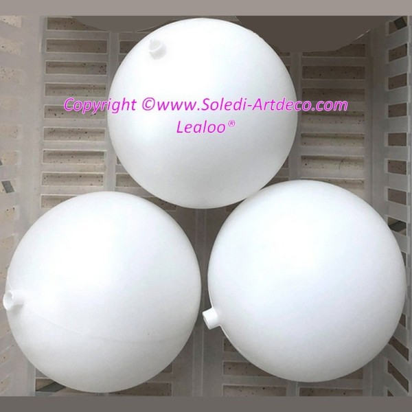Lot 3 grandes Boules diam. 20 cm en plastique blanc, avec ouverture Ø 15 mm pour fixation - Photo n°2