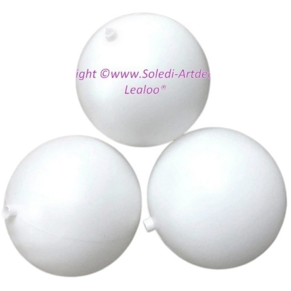Lot 3 grandes Boules diam. 20 cm en plastique blanc, avec ouverture Ø 15 mm pour fixation - Photo n°1