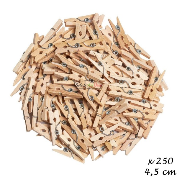Gros lot 250 minis Pinces à linge en bois brut, long. 4,5 cm, à customiser - Photo n°2